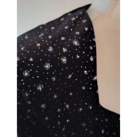 Vtg Velvet Mini Dress Medium 80s 90s Bling Glam Sparkle Long Sleeve Party - Picture 8 of 13